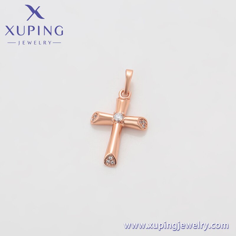 Pendant Manufacturer - XUPING X000832052 Rose Gold Cross Crystal Religion Series