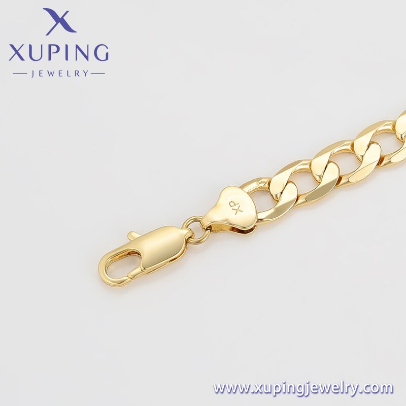 Women Anklet Manufacturer - XUPING X000989880 14K Gold Plated 25cm Cuban Alloy Chain