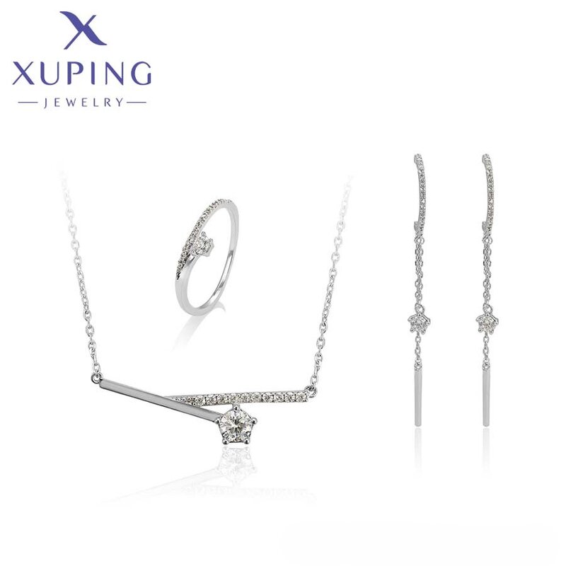 Women Jewelry Set Manufacturer - XUPING 64692 Platinum Plated Hexagonal Crystal Exquisite