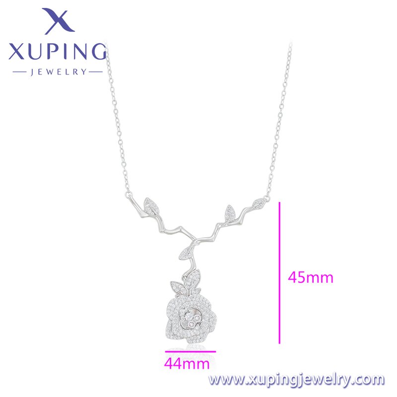Women Necklace Manufacturer - XUPING X000977482 Platinum Plated Flower Pendant Simple