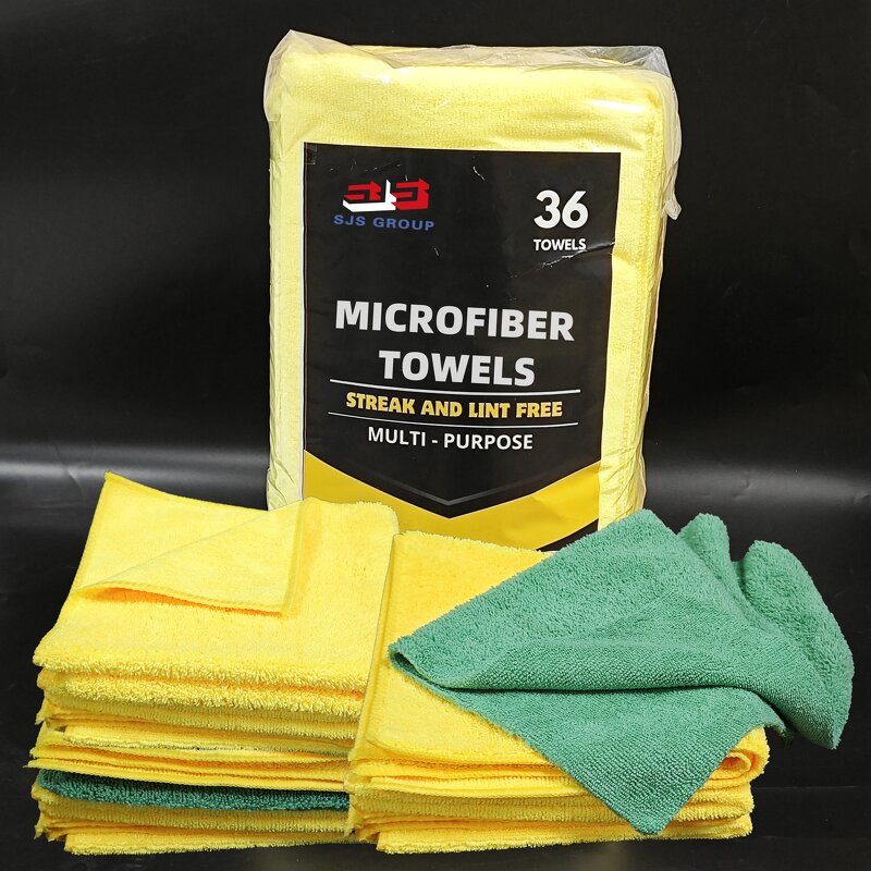 Microfiber Towels Manufacturer - Premium 16"x16" Yellow 36 Pack Plush 400 Gsm Edgeless