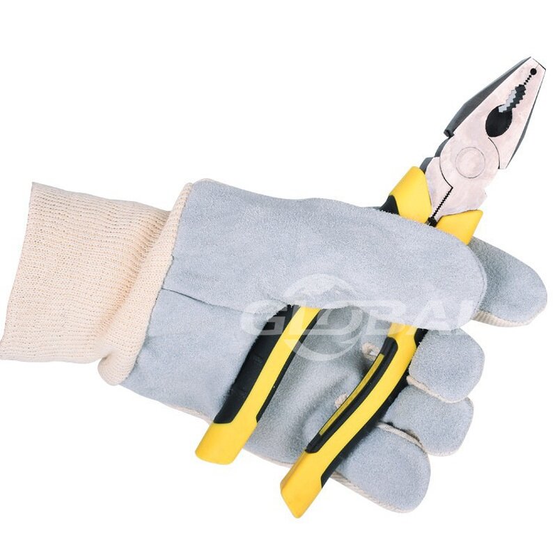 Gloves Manufacturer - High Quality Leather Palm Canvas Back Knit Wrist Cowhide Leather