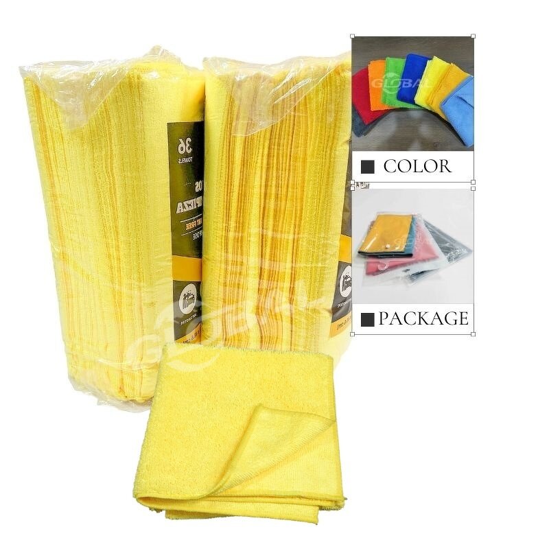 Car Detailing Towel Manufacturer - Wholesale Colorful 16"x16" Yellow 36 Pack High Low Pile