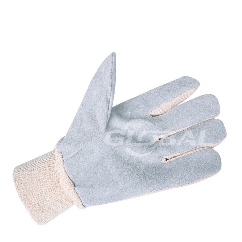 Gloves Manufacturer - High Quality Leather Palm Canvas Back Knit Wrist Cowhide Leather