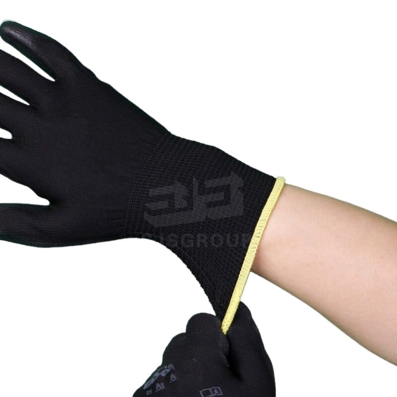 Work Safety Gloves Manufacturer - Wholesale Light Weight 13G Polyester Black Palm Fit PU