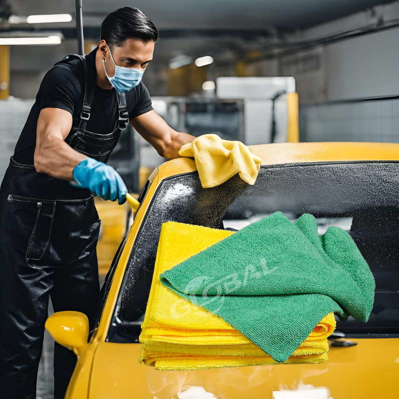 Car Washing Towel Manufacturer - 16"x16" Yellow 36 Pack High Low Pile 40x40 300gsm