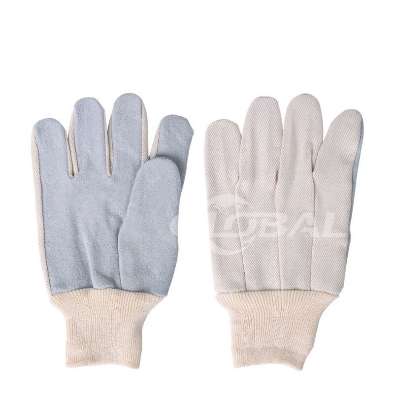 Gloves Manufacturer - High Quality Leather Palm Canvas Back Knit Wrist Cowhide Leather