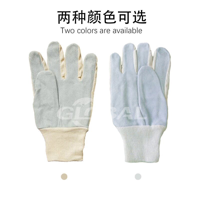 Gloves Manufacturer - High Quality Leather Palm Canvas Back Knit Wrist Cowhide Leather