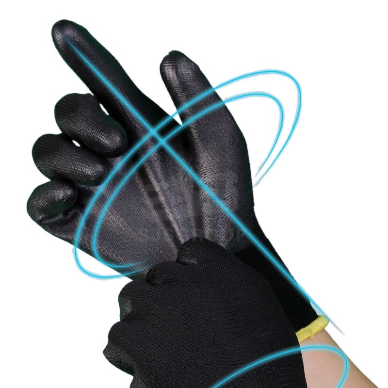 Work Safety Gloves Manufacturer - Wholesale Light Weight 13G Polyester Black Palm Fit PU