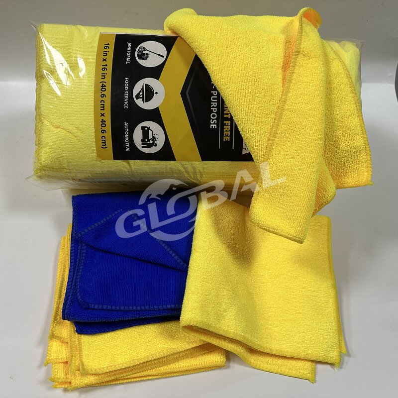 Microfiber Towel Manufacturer - 16"x16" Yellow 36 Pack Free Sample High Low Pile 40x40