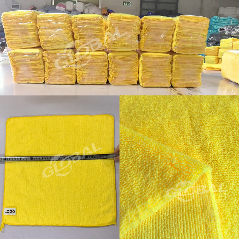 Car Detailing Towel Manufacturer - Wholesale Colorful 16"x16" Yellow 36 Pack High Low Pile