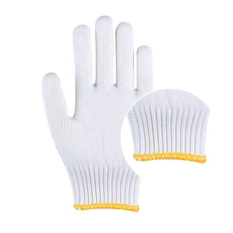 Work Gloves Manufacturer - High Quality Durable White Knitted Cotton Hand Safety
