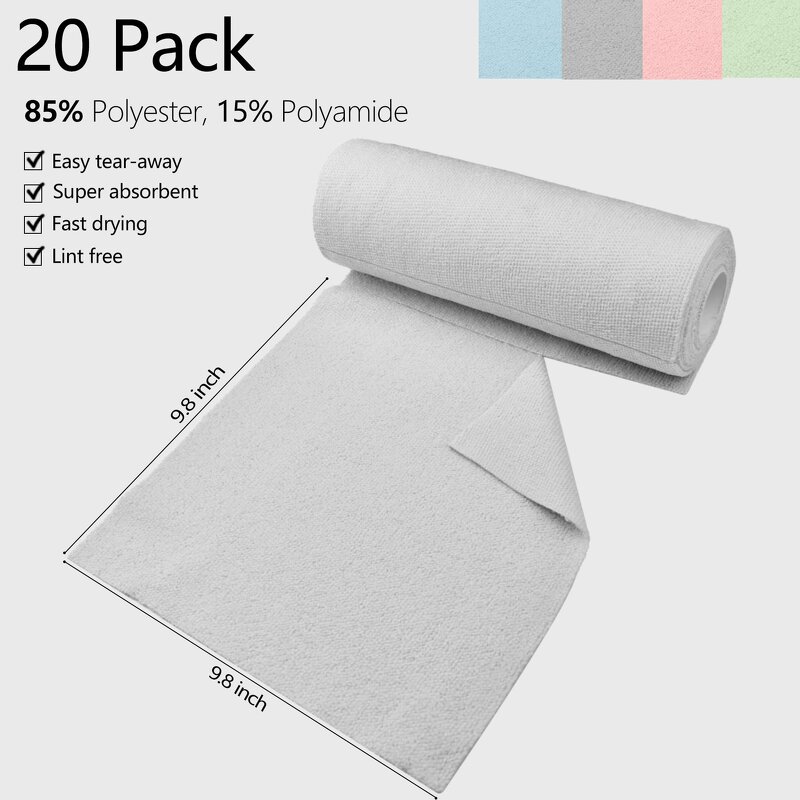 Microfiber Towel Roll Manufacturer - RTS 20pcs Kitchen Car Tear Away Custom Color Washable