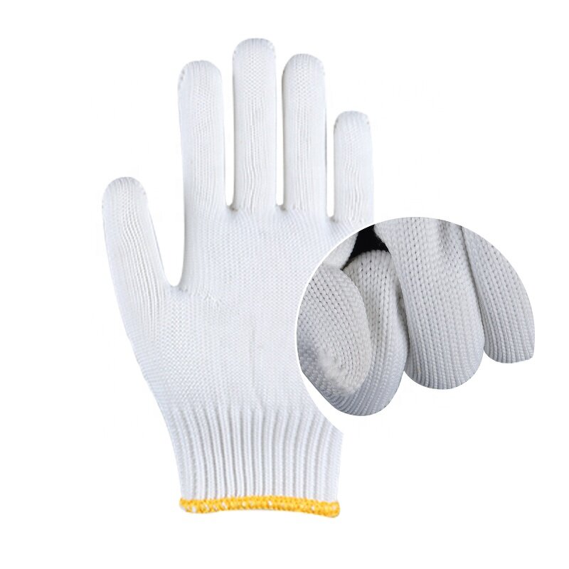 Work Gloves Manufacturer - High Quality Durable White Knitted Cotton Hand Safety
