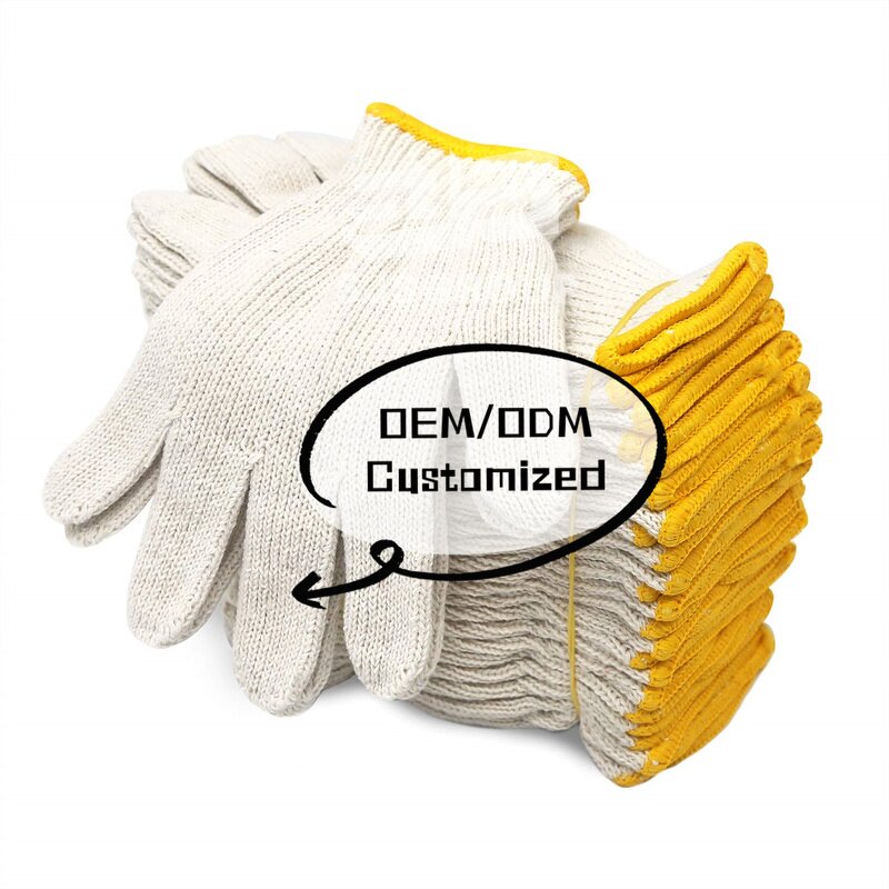 Work Gloves Manufacturer - High Quality Durable White Knitted Cotton Hand Safety