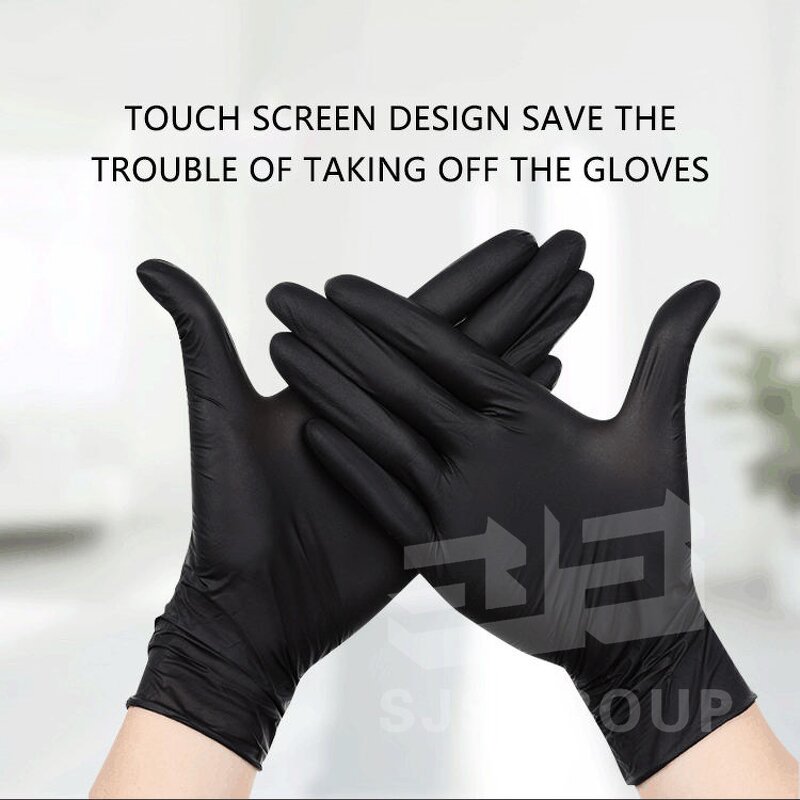 Nitrile Gloves Manufacturer - RTS Waterproofing Disposable Powder Free Pure Black 5 Mil