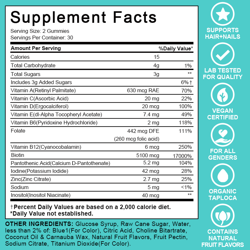 Hair Growth Gummies Manufacturer - Private Label Organic Biotin Zinc Multivitamin