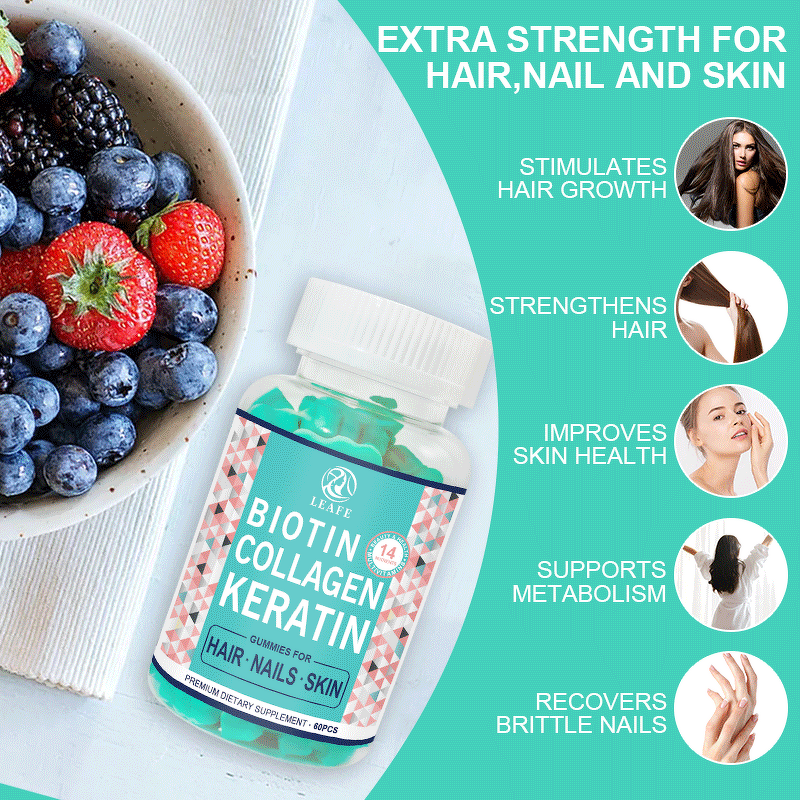 Hair Growth Gummies Manufacturer - Hot Sale Biotin Collagen Keratin Hair Skin Nail