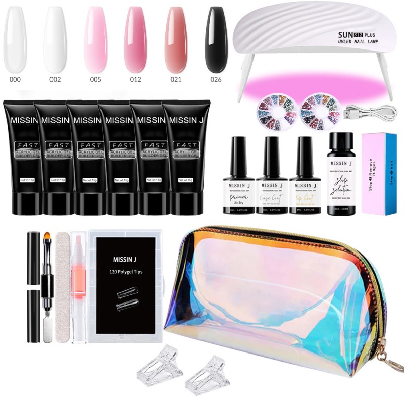 UV Nail Gel Kit Supplier - Poly Extension 15G*6pcs 36W Lamp