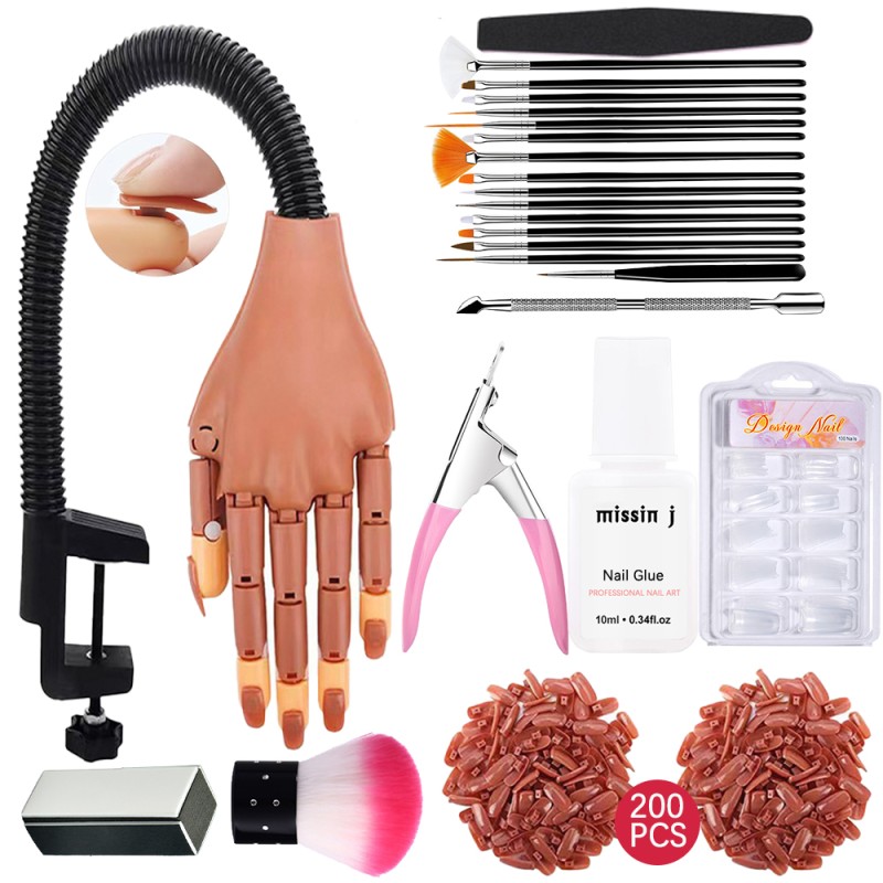 Beginner Nail Hand Kit Manufacturer - 200pcs Tips Glue Practice