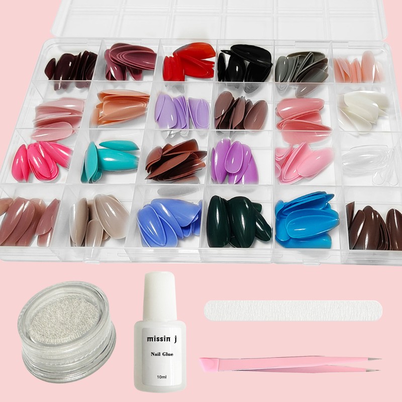 French Press-On Nails Supplier - 24-Color Glossy Full Cover