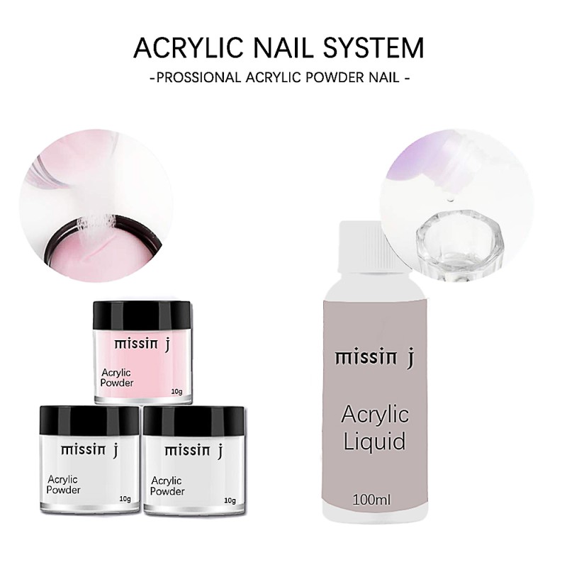 Acrylic Nail Kit Supplier - Clear Pink White Powder Extension