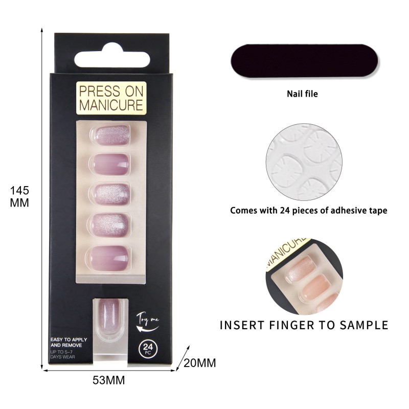 Cat's Eye False Nails Factory - Short Square Press-on Style