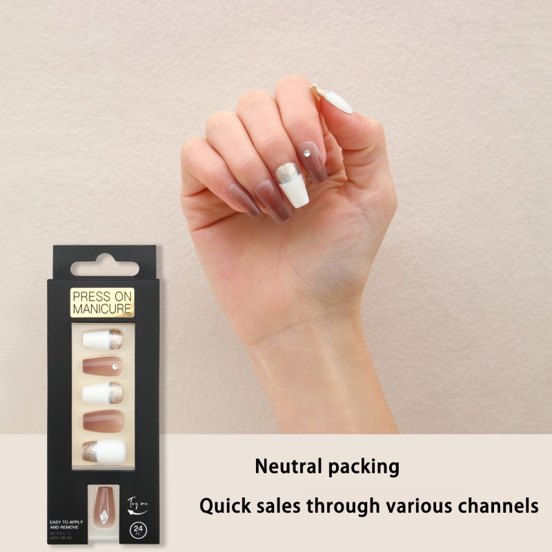 French False Nails Manufacturer - 24pcs Pink Nude Squoval