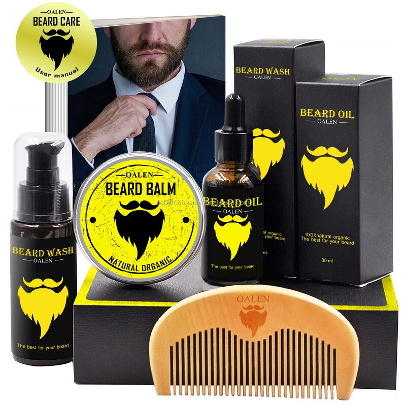 Beard Grooming Kit Manufacturer - Men Care Product Wash Conditioner Oil Balm Brush Comb
