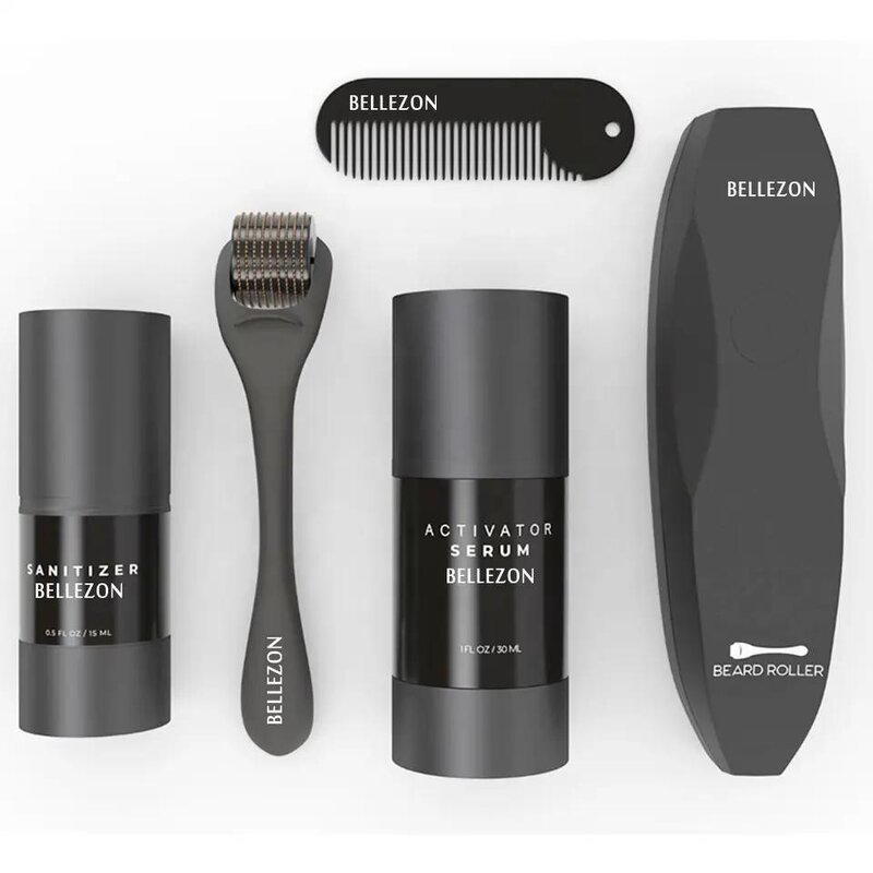 Beard Growth Kit Manufacturer - Bellezon Private Label 4Pcs Facial Hair Liquid and Roller