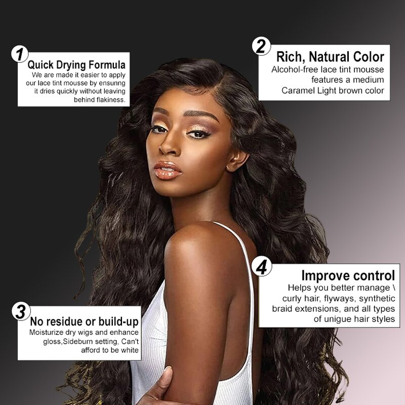 Lace Tint Mousse Manufacturer - Quick Dry Foam Dark Brown Skin Tone Matching