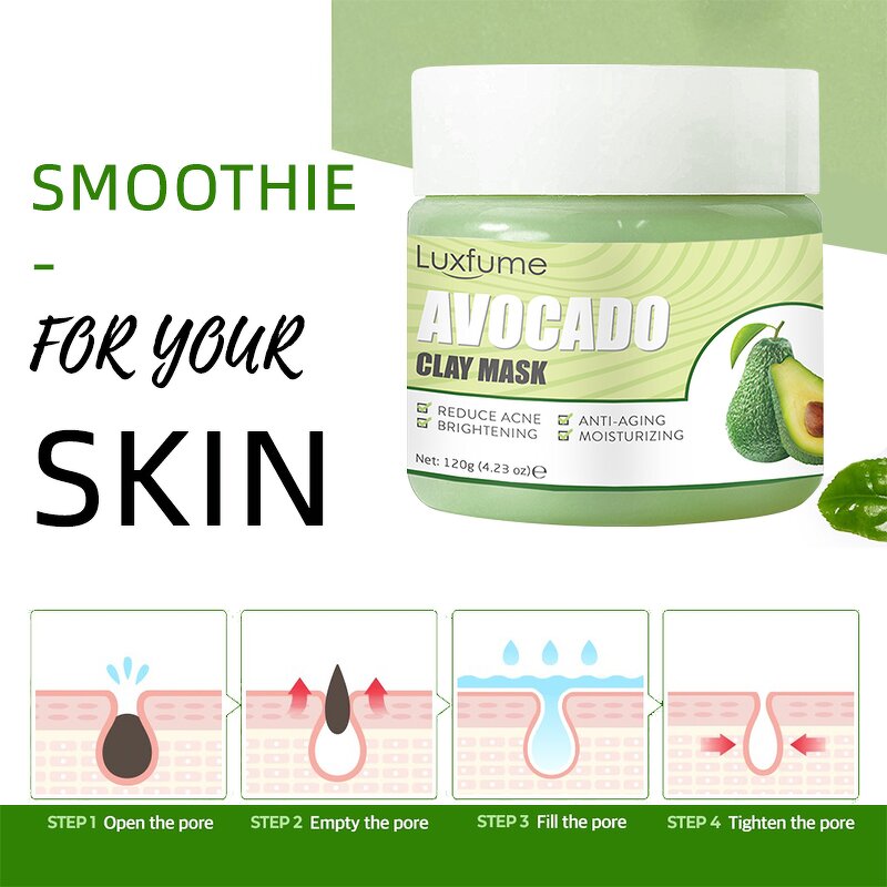 Facial Mask Manufacturer - Avocado Green Clay for Blackhead Removal Moisturizing