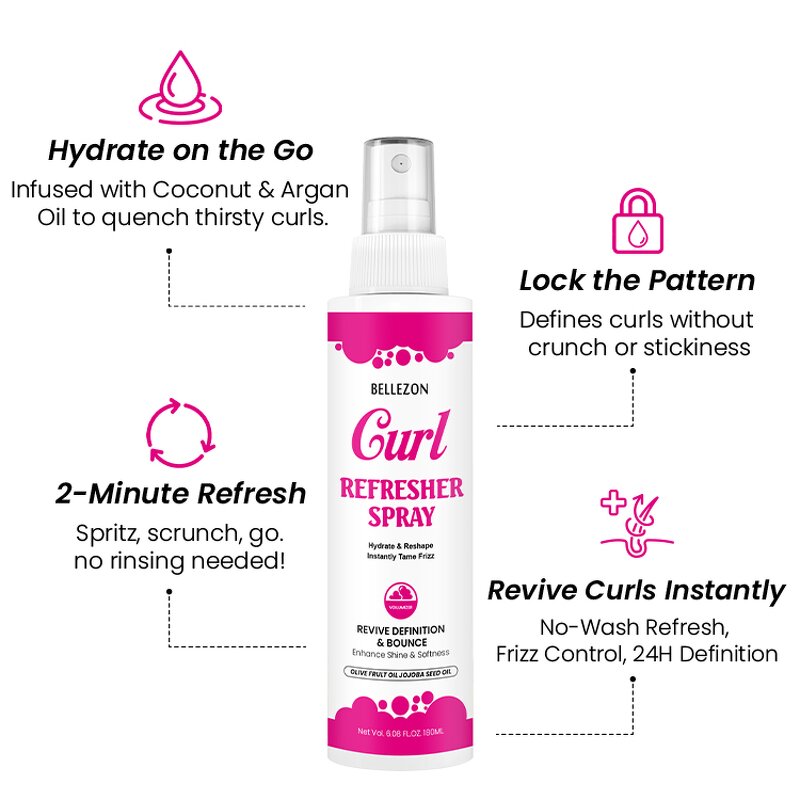 Curl Refresher Spray Manufacturer - Enhance Natural Curl Pattern Add Bounce Smooth Frizz