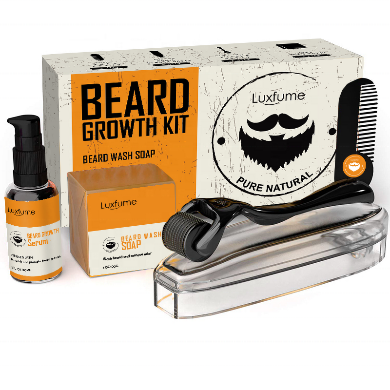 Beard Growth Kit Manufacturer - Private Label Wash Soap Roller Serum Comb Easy Carry