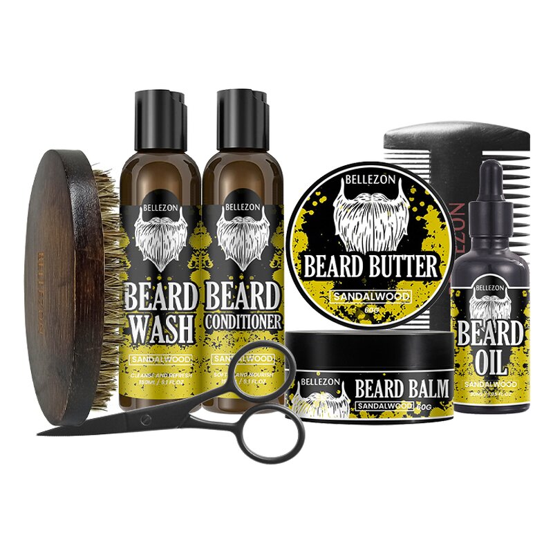 Beard Grooming Kit Manufacturer - Men Care Product Wash Conditioner Oil Balm Brush Comb