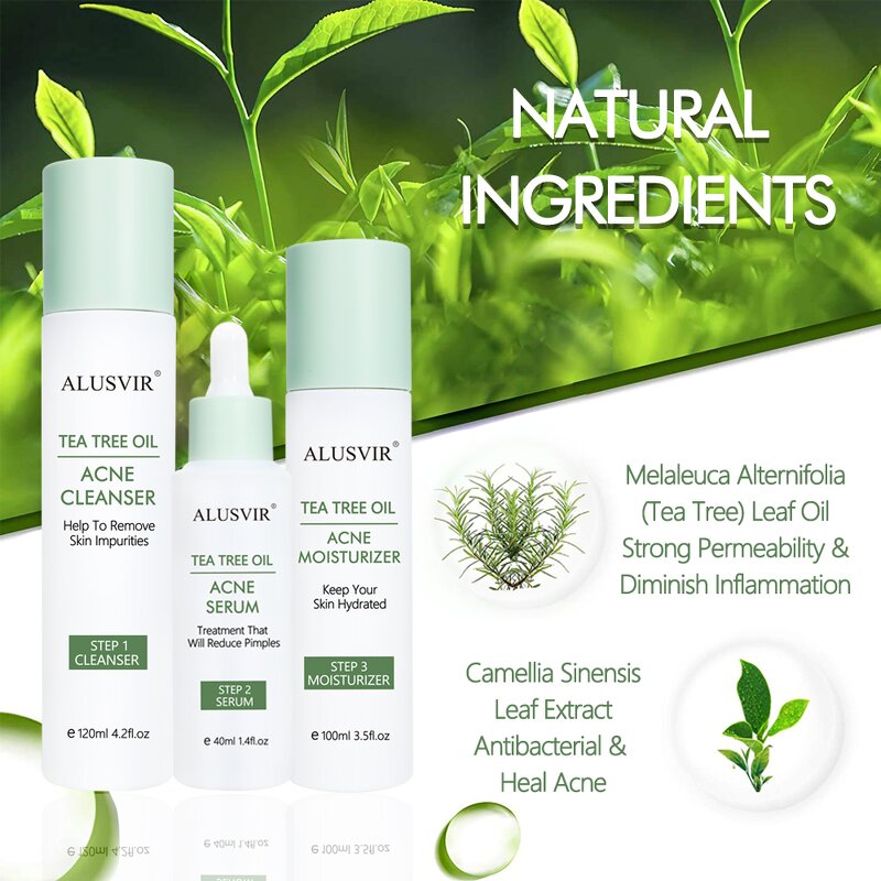 Skincare Set Manufacturer - Anti Acne Korean Natural Organic Tea Tree Moisturizing Facial Set