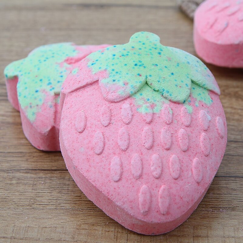 Bath Bombs - Manufacturer - Spa Aromatherapy - Handmade - Strawberry Shape Glitter - Kids Relaxing
