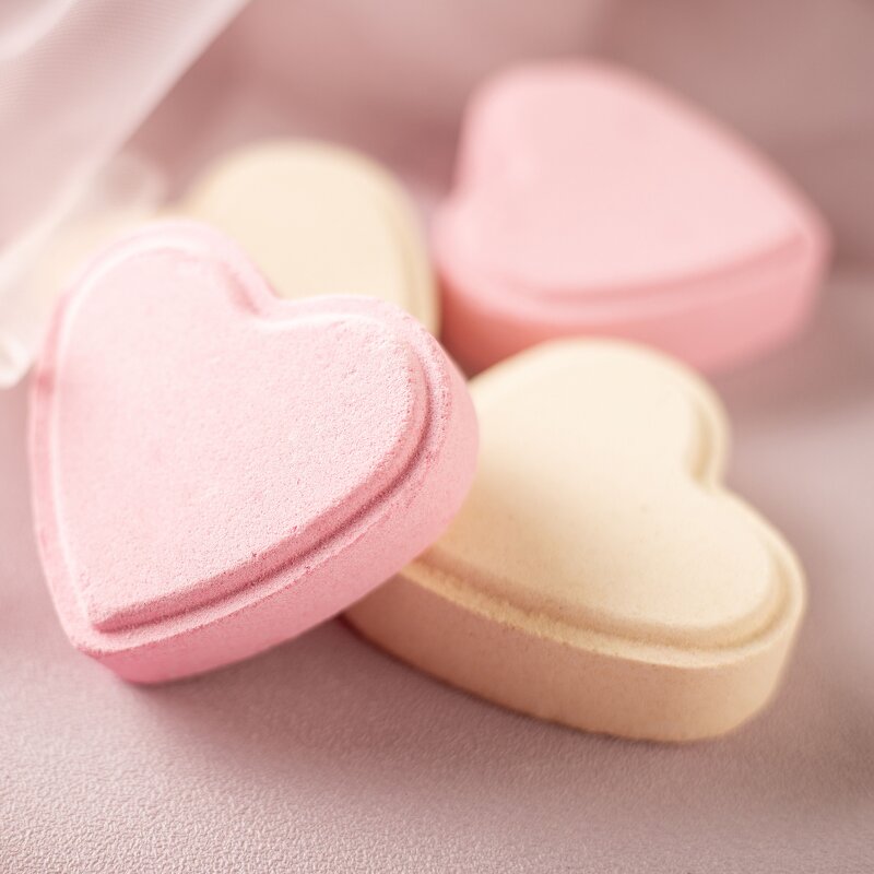 Bath Bombs - Manufacturer - Organic Handmade - Vegan Luxury - Heart Design - Kids Spa Aromatherapy