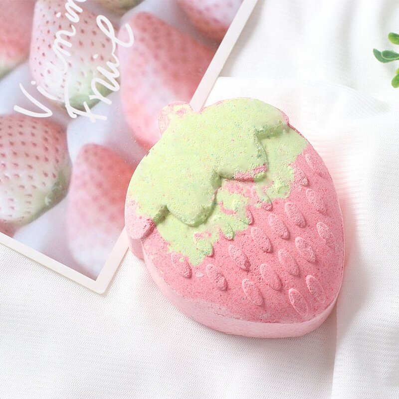 Bath Bombs - Manufacturer - Spa Aromatherapy - Handmade - Strawberry Shape Glitter - Kids Relaxing