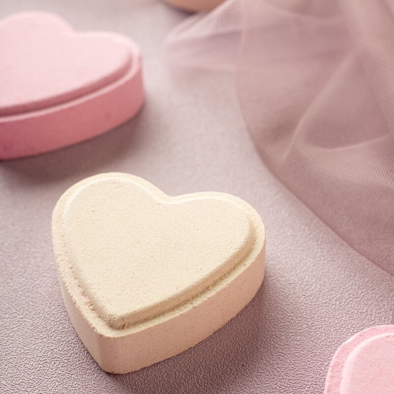 Bath Bombs - Manufacturer - Organic Handmade - Vegan Luxury - Heart Design - Kids Spa Aromatherapy