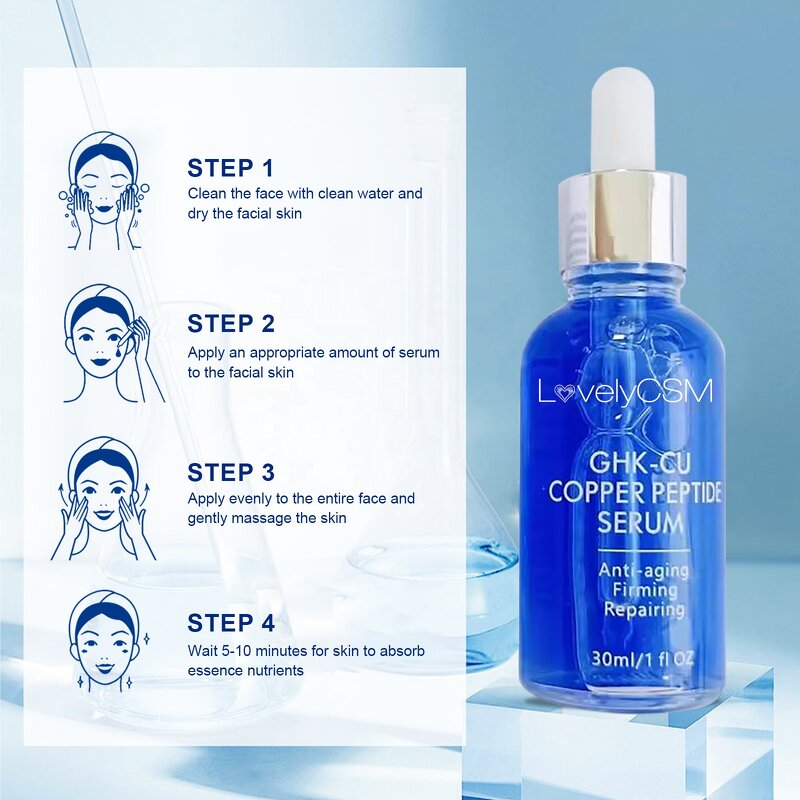 Face Serum - Manufacturer - 30ml GHK Cu Vial - Blue Copper Peptide - Anti-Aging Repair - Skin Care