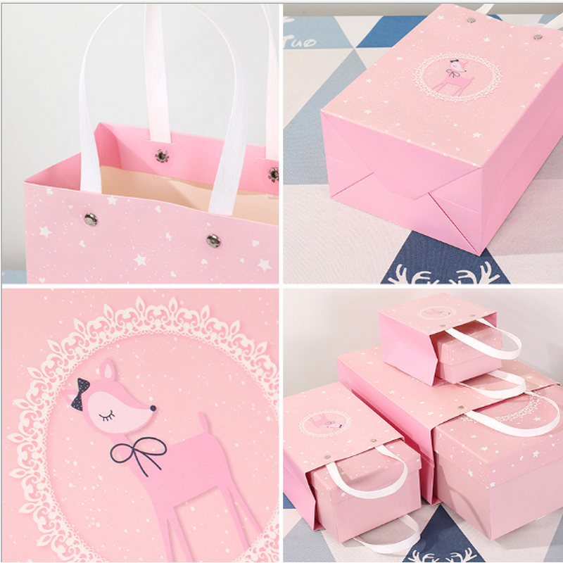 Gift Box - Manufacturer - Kraft Paper - Pink Blue Printed - Women's Day - Christmas Cosmetic Box