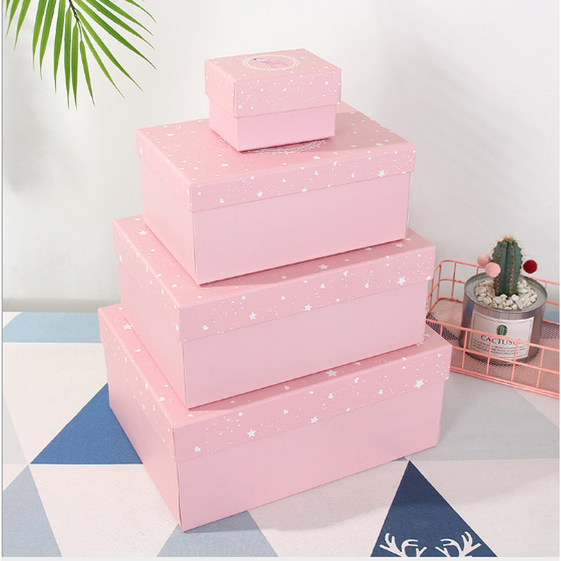 Gift Box - Manufacturer - Kraft Paper - Pink Blue Printed - Women's Day - Christmas Cosmetic Box