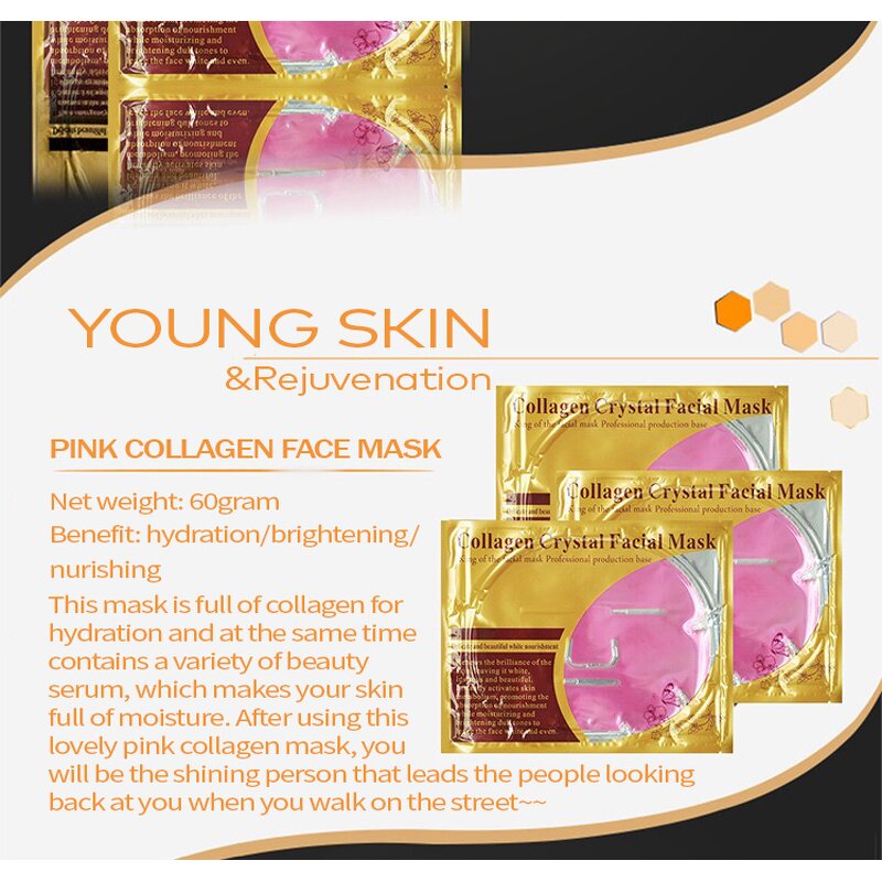 Facial Sheet Mask - Manufacturer - Collagen Herbal - Repairing Anti-Aging - Korean Rose Crystal