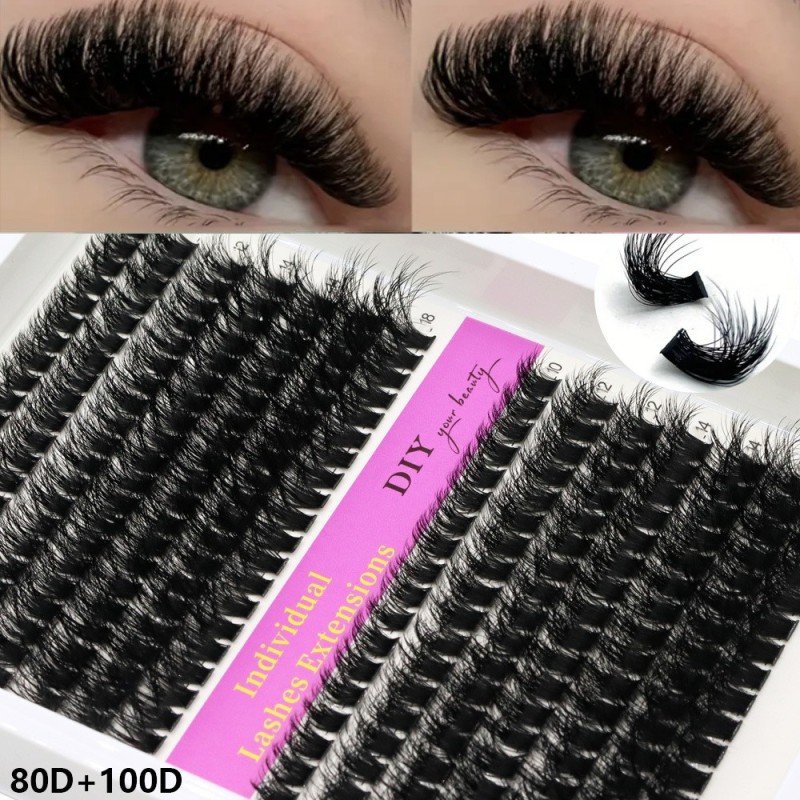 3D Cluster Eyelashes Factory - OEM 14 Rows Soft Thick Black Segmented Lashes