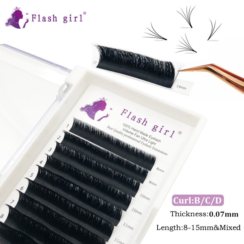 Eyelash Extensions Manufacturer - OEM 0.07mm Auto Flowering Silky Premade Fan