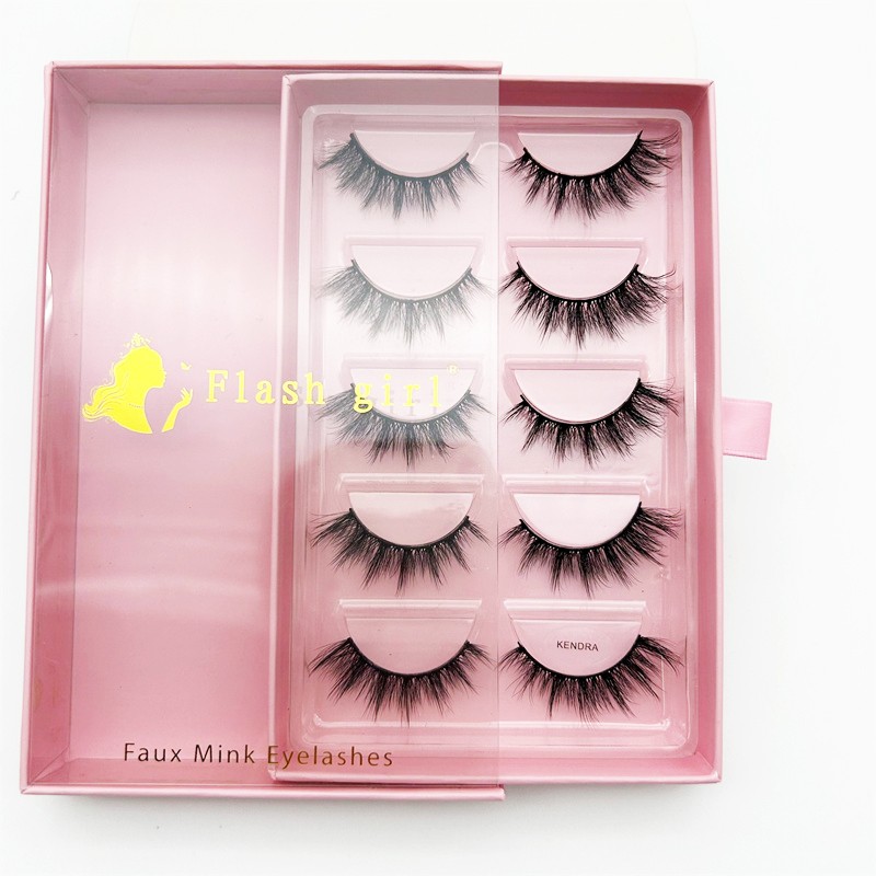 Faux Mink Eyelash Manufacturer - OEM 5 Pairs Full Strip with Gift Box