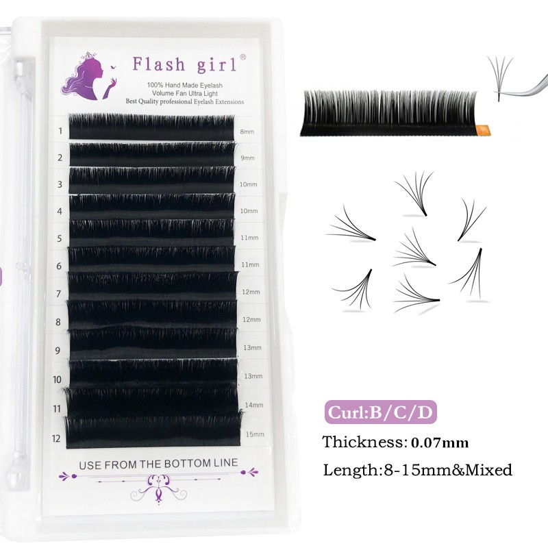Eyelash Extensions Manufacturer - OEM 0.07mm Auto Flowering Silky Premade Fan