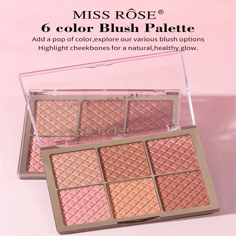 Mineral Makeup Manufacturer - OEM MISS ROSE 6-Color Matte Fine Powder Blush