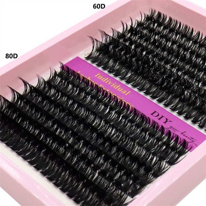 Soft Cluster Eyelashes Supplier - OEM Thick Black 40D-160D Fluffy Pre-Made